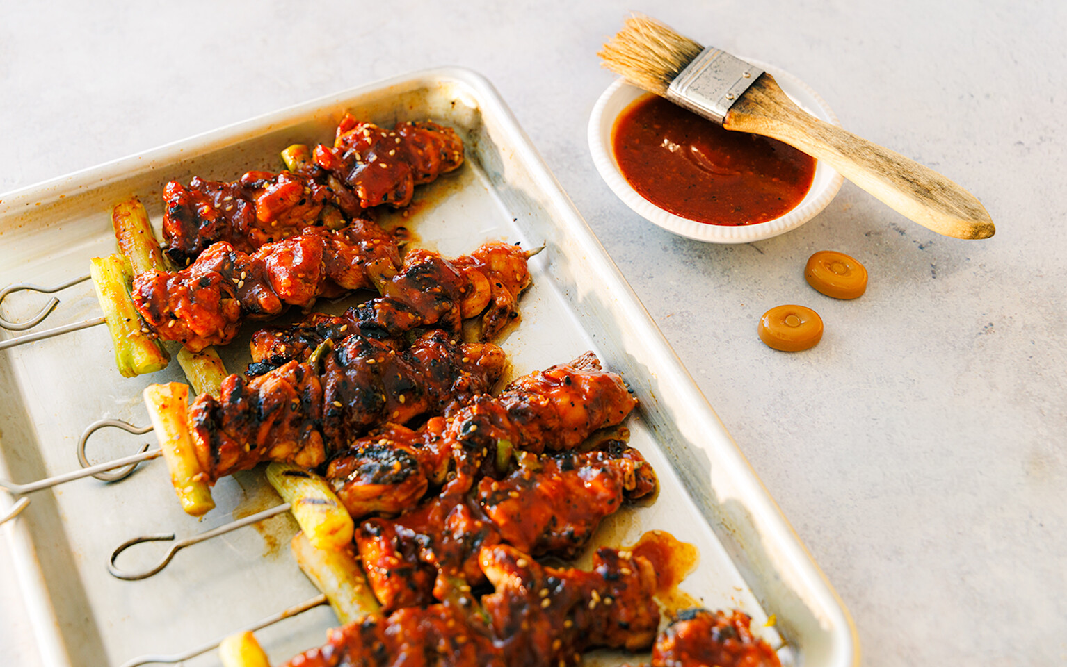 Chicken Yakitori Skewers with Caramel-Ginger Sauce
