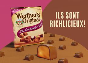 Découvrez les caramels enrobés de chocolat au lait Werther’s Original.