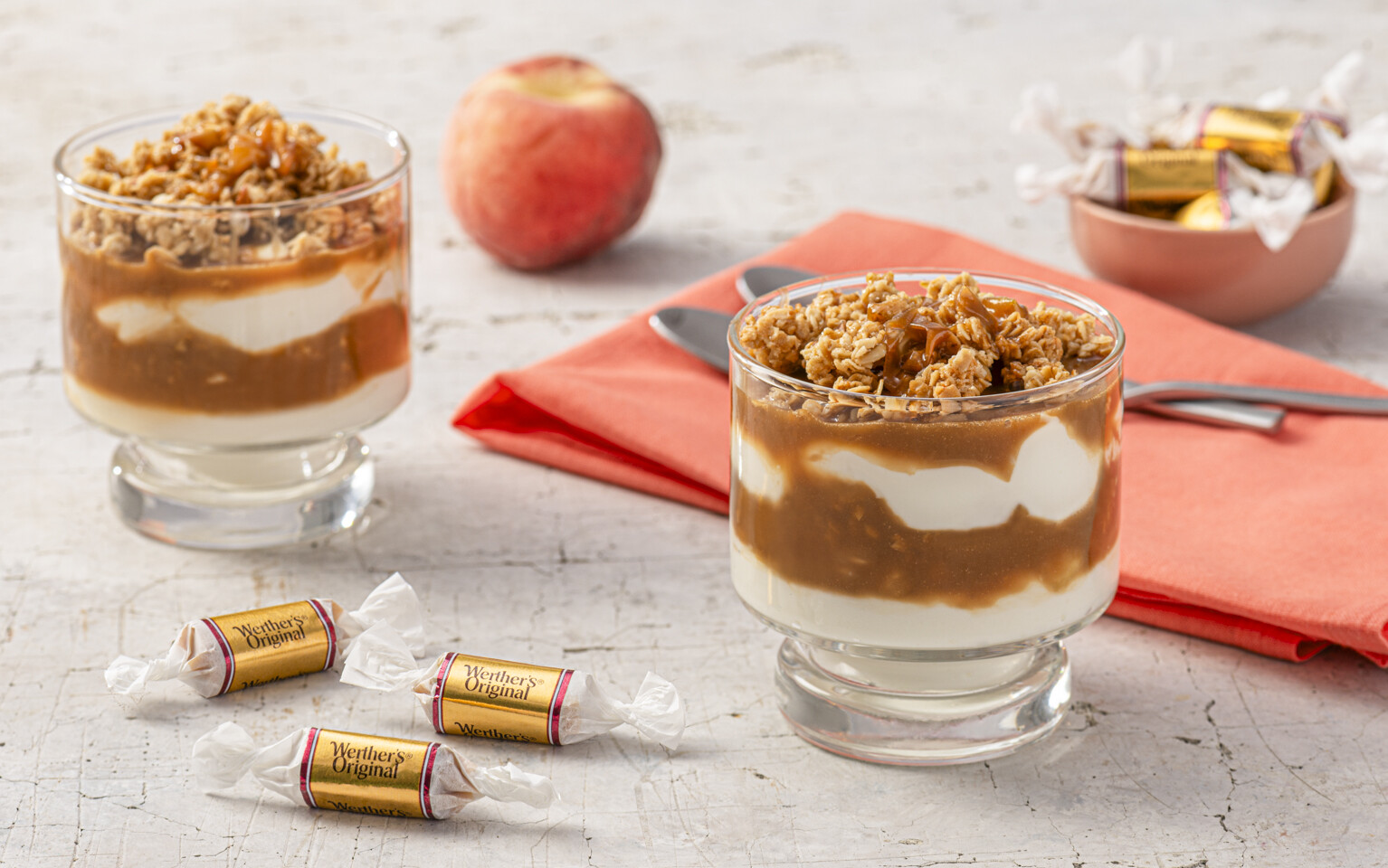 Peaches ‘n’ Cream Caramel Parfait